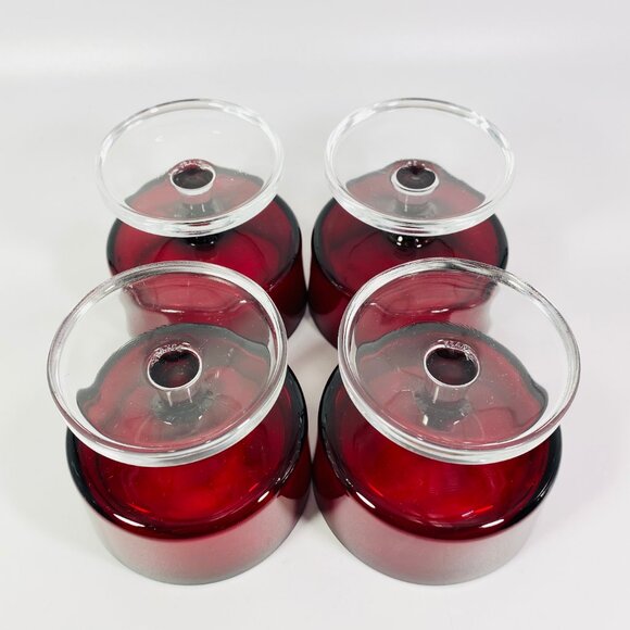 4 Arcoroc Cristal D’Arques Luminarc CAVALIER RUBY RED Glass Dessert Champagne - Picture 6 of 6